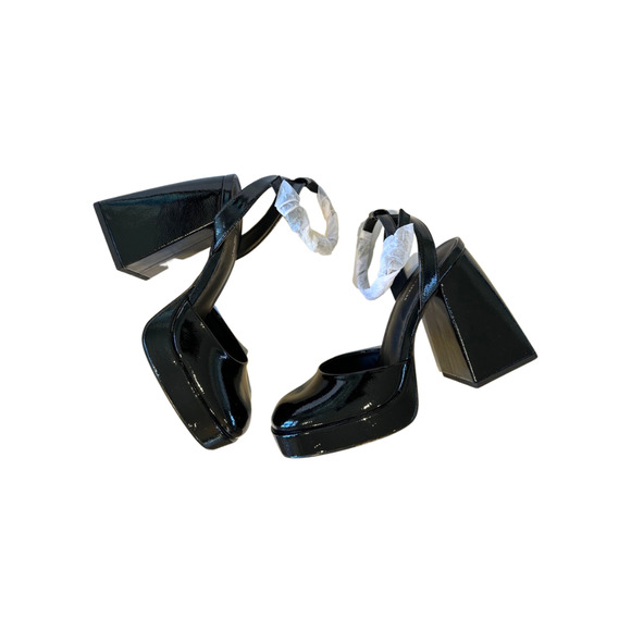 Call It Spring Foxy Platform High Heels Flared Block Rhinestone Black Size 8B - Picture 6 of 10